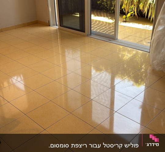 רצפה נקייה ומבריקה ליד חלון גדול עם צמחים בחוץ